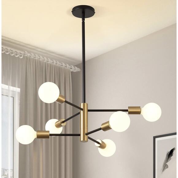 KAISITE Modern Sputnik Chandelier - 6 Light Chandelier, Height Adjustable - Picture 1 of 5